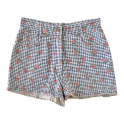 Mini Short Vichy Et Fleurs- 36