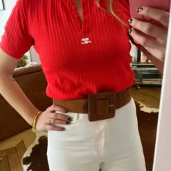 COURREGES Tee-shirt Côtelé Courrèges- 36 -Tops Élégants Soldes Boutique e9b92c5d f00e 4b97 8322 a24bfabfdeae